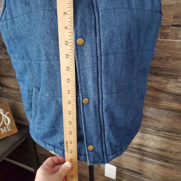 E 2 Western Denim Puffer Jacket Large Full Zip Button - Picture 7 of 9